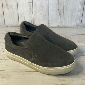 J/Slides NYC Grey Suede Platform Slip On Sneakers